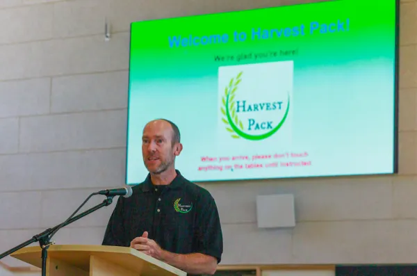 William McNally at a Harvest Pack event